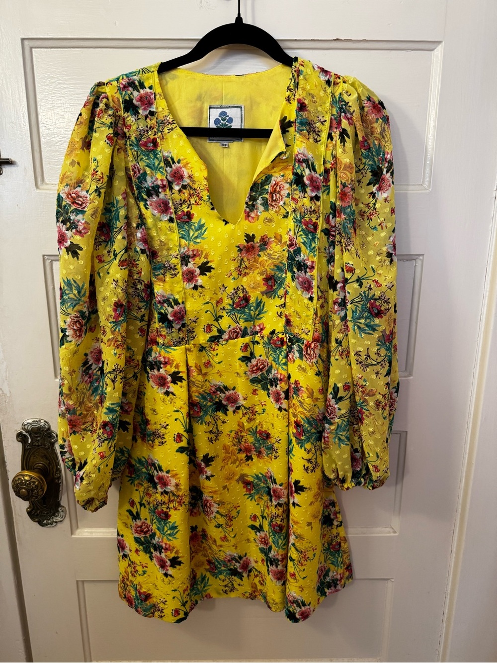 Sue Sartor Ashford Mini Dress XS Yellow Floral Silk Chiffon Boho Luxury UEC - Picture 4 of 9